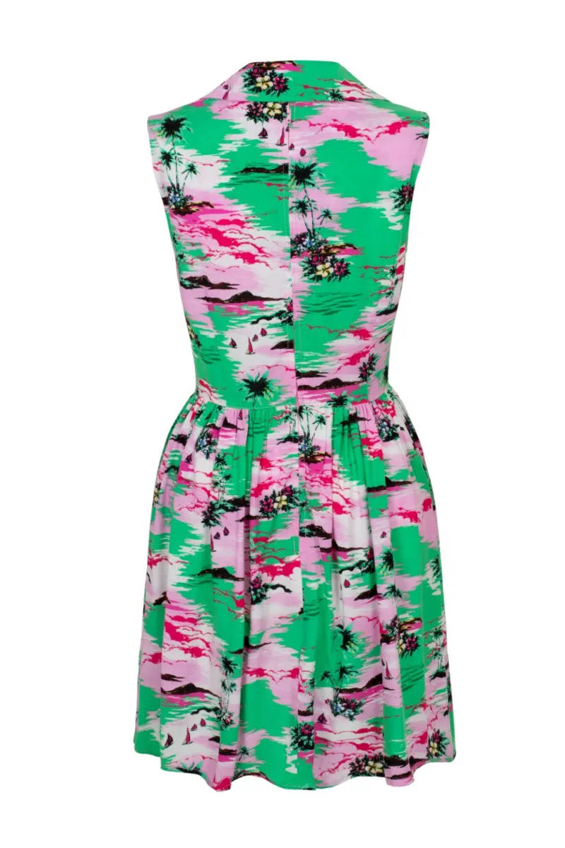 Hell Bunny Kai Mini Dress Green Hot