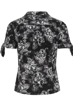 Hell Bunny Kasumi Blouse Grey Hot