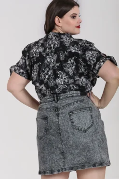 Hell Bunny Kasumi Blouse Grey Hot