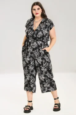 Hell Bunny Kasumi Jumpsuit Grey New