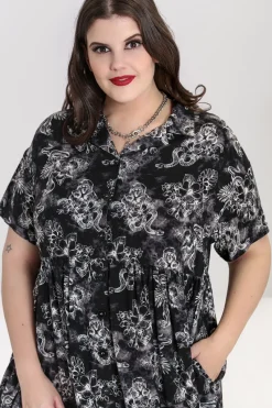 Hell Bunny Kasumi Mid Dress Grey Outlet