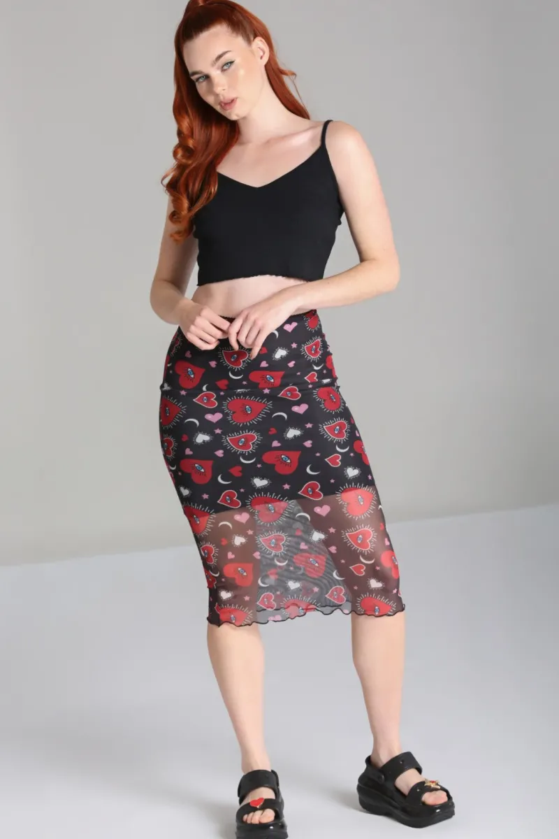 Hell Bunny Kate Heart Mesh Skirt Black Online