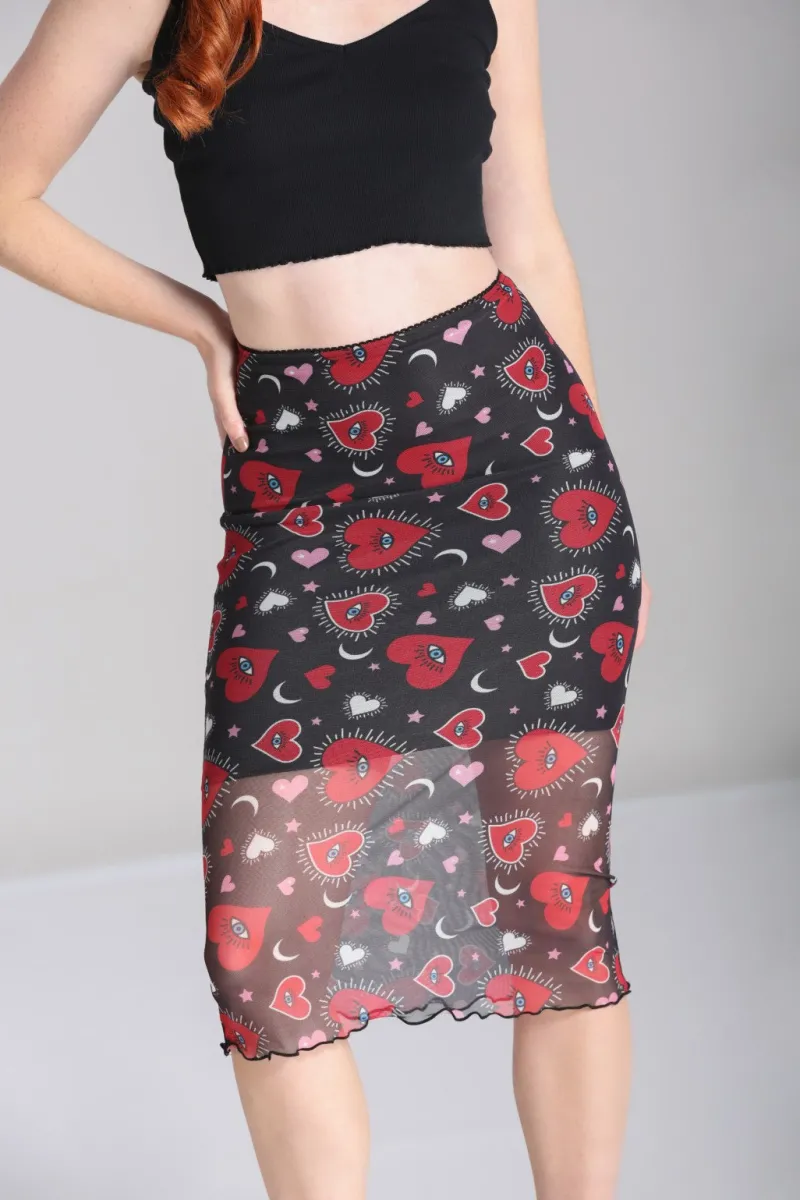 Hell Bunny Kate Heart Mesh Skirt Black Online