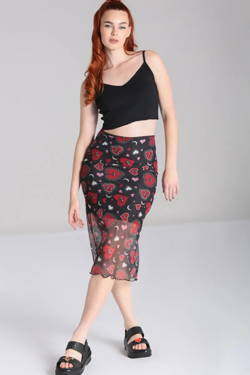 Hell Bunny Kate Heart Mesh Skirt Black Online