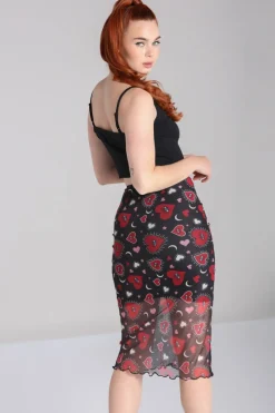 Hell Bunny Kate Heart Mesh Skirt Black Online