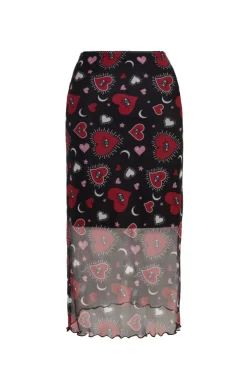 Hell Bunny Kate Heart Mesh Skirt Black Online