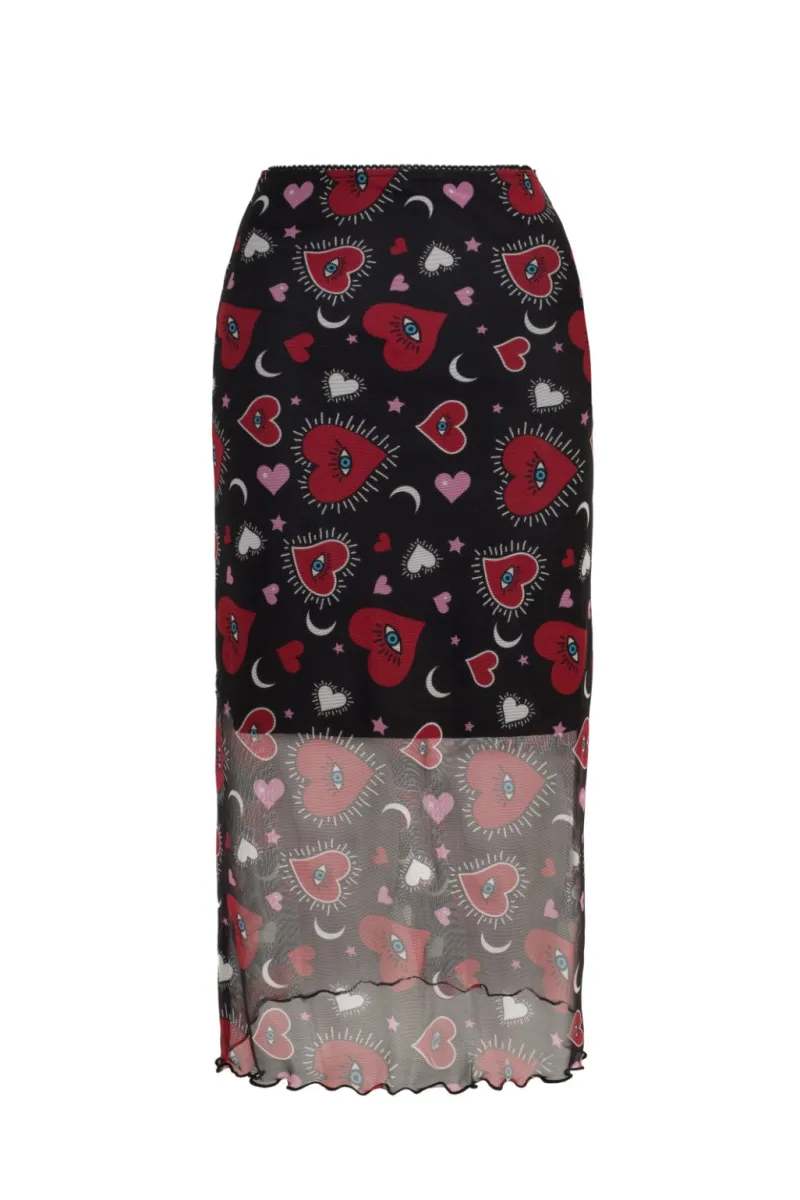 Hell Bunny Kate Heart Mesh Skirt Black Online