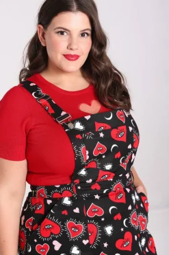 Hell Bunny Kate Heart Pinafore Dress Black Outlet