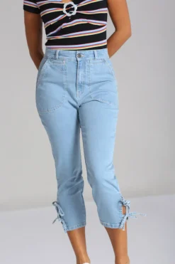 Hell Bunny Kiralee Cropped Jeans Blue Clearance