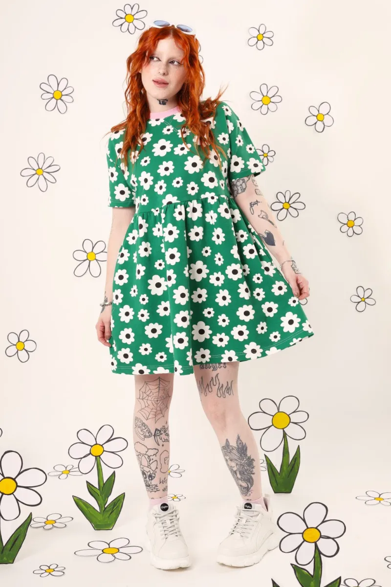 Hell Bunny Kitsch Daisy MIni Dress Green Online