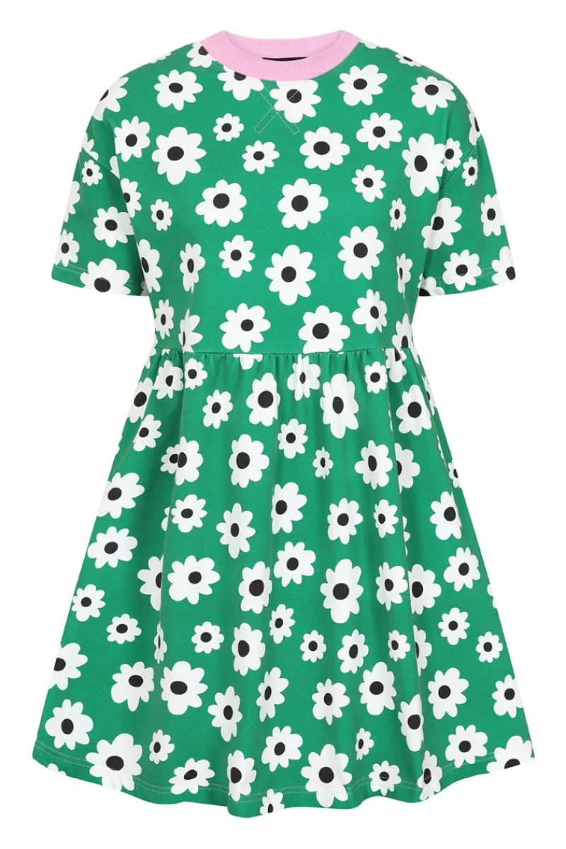 Hell Bunny Kitsch Daisy MIni Dress Green Online
