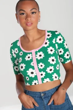 Hell Bunny Kitsch Daisy Top Green