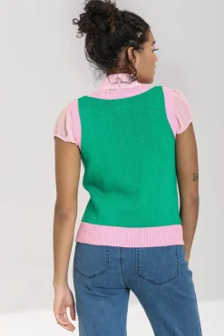 Hell Bunny Kitsch Daisy Vest Green Sale