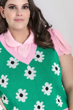 Hell Bunny Kitsch Daisy Vest Green Sale