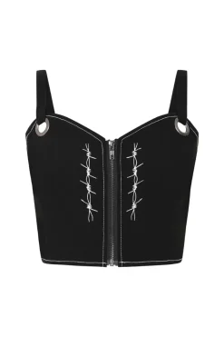 Hell Bunny Lennox Crop Top Black New