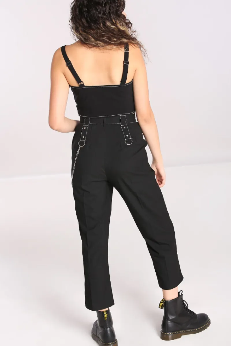 Hell Bunny Lennox Cropped Trousers Black Discount