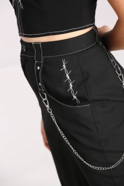 Hell Bunny Lennox Cropped Trousers Black Discount