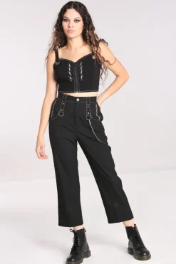 Hell Bunny Lennox Cropped Trousers Black Discount