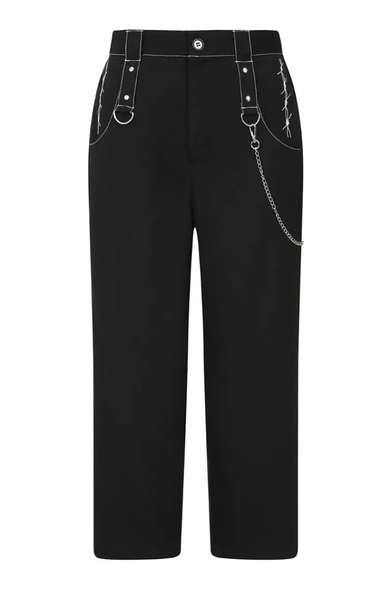 Hell Bunny Lennox Cropped Trousers Black Discount