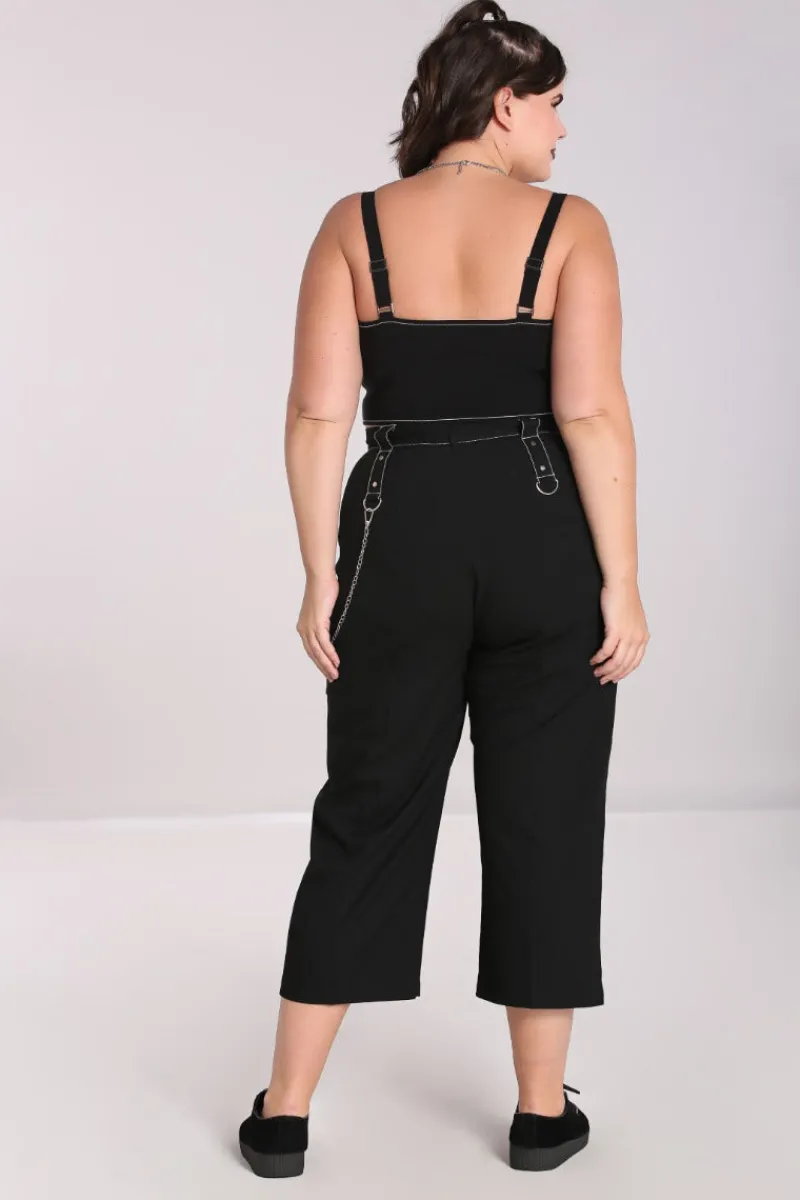 Hell Bunny Lennox Cropped Trousers Black Discount