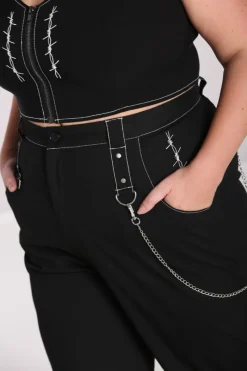 Hell Bunny Lennox Cropped Trousers Black Discount