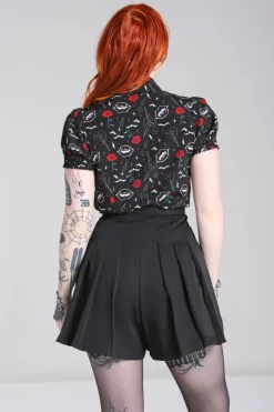 Hell Bunny Lilith Blouse Black New