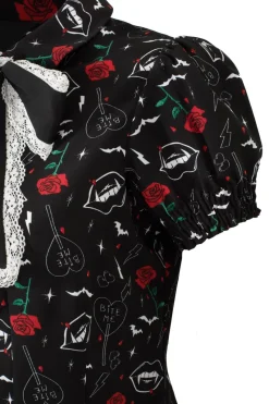 Hell Bunny Lilith Blouse Black New