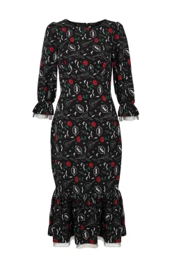 Hell Bunny Lilith Maxi Dress Black New