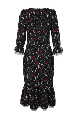 Hell Bunny Lilith Maxi Dress Black New