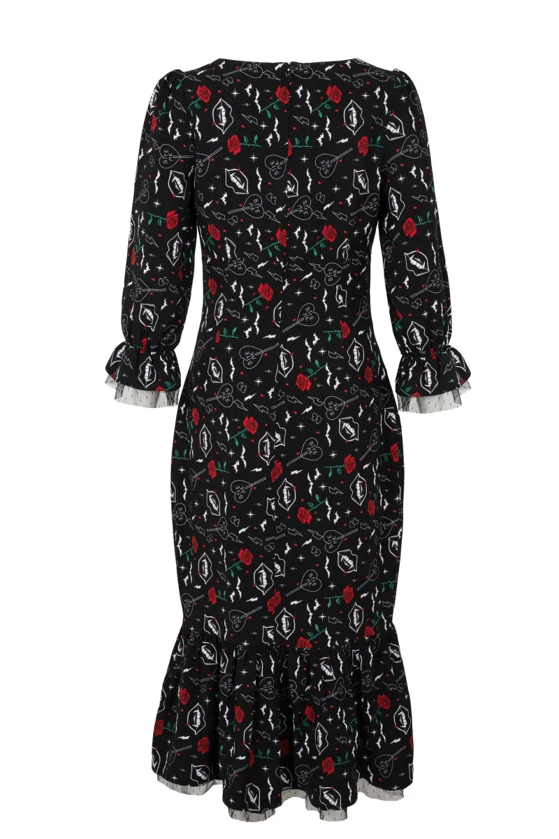 Hell Bunny Lilith Maxi Dress Black New