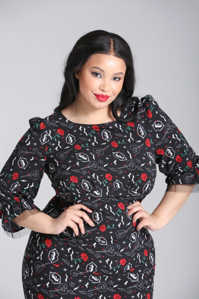 Hell Bunny Lilith Maxi Dress Black New