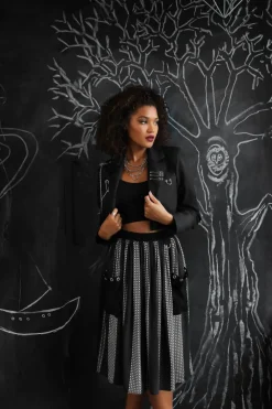 Hell Bunny Lita Skirt Black/Grey Discount