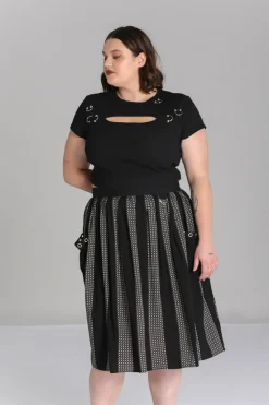 Hell Bunny Lita Skirt Black/Grey Discount