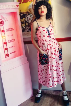 Hell Bunny Lollies Maxi Dress Pink New