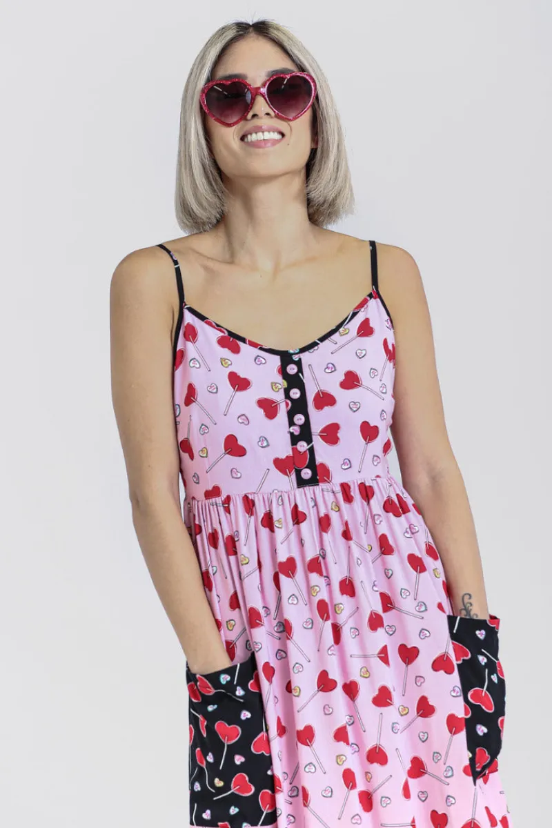Hell Bunny Lollies Maxi Dress Pink New