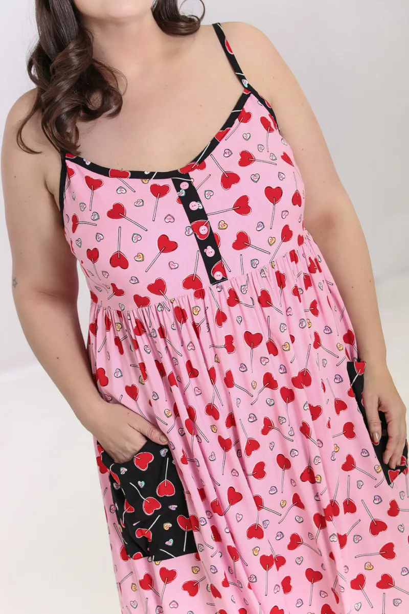 Hell Bunny Lollies Maxi Dress Pink New