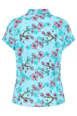 Hell Bunny Louella Shirt Aqua New