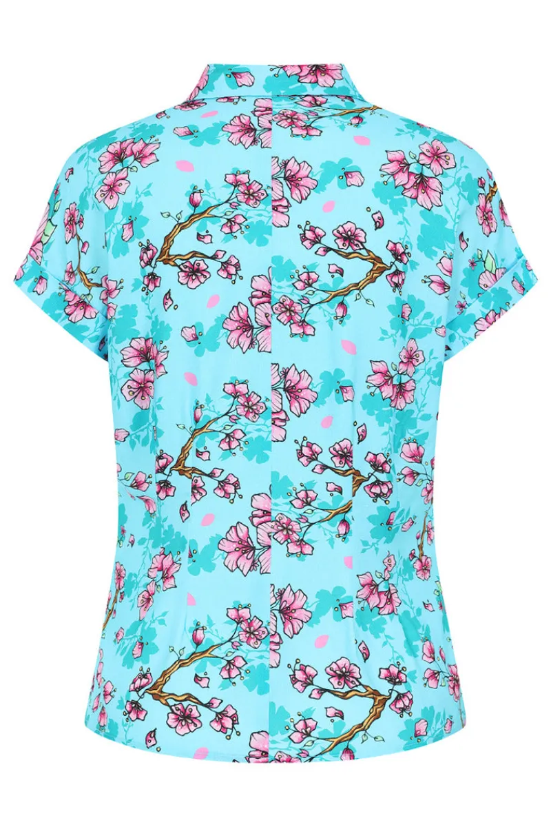 Hell Bunny Louella Shirt Aqua New