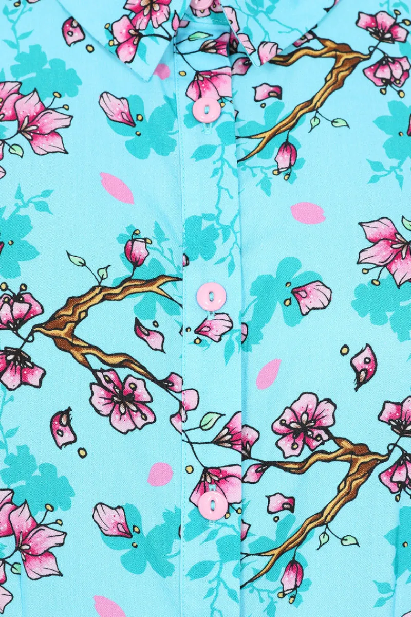 Hell Bunny Louella Shirt Aqua New