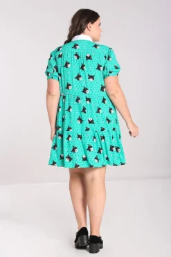 Hell Bunny Love Cats Mini Dress Green Discount
