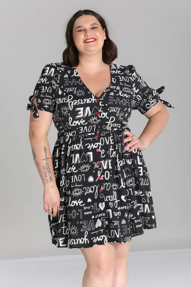 Hell Bunny Love Yourself Mini Dress Black Sale
