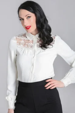 Hell Bunny Lucille Blouse Ivory Best