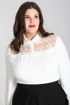 Hell Bunny Lucille Blouse Ivory Best