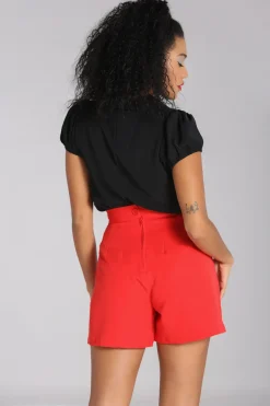 Hell Bunny Maddy Blouse Black Hot