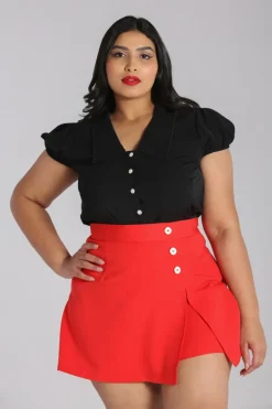 Hell Bunny Maddy Blouse Black Hot