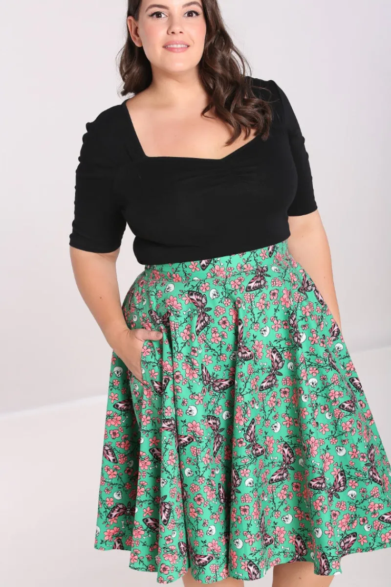 Hell Bunny Madilynn 50's Skirt Green Online