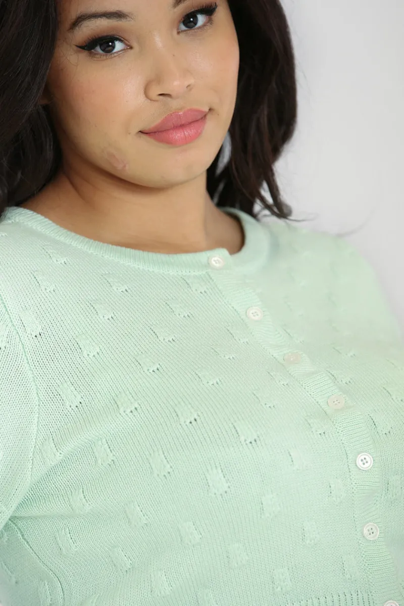 Hell Bunny Mallow Cardigan Mint Clearance