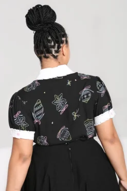 Hell Bunny Merry Blouse Black