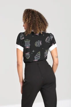 Hell Bunny Merry Blouse Black