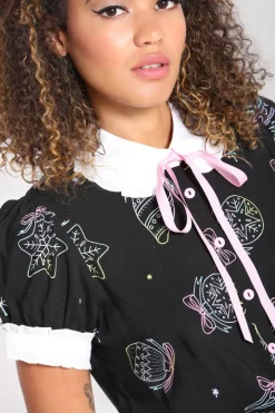 Hell Bunny Merry Blouse Black